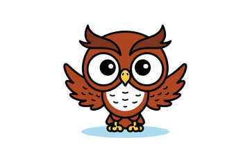Cute Owl Spreading Wings Cartoon Illustration