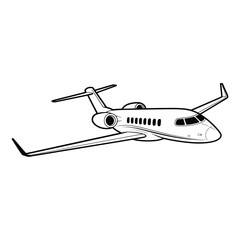 Hand drawn illustration of a modern business jet airplane