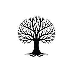 Naklejka premium Stylized silhouette of a large tree with intricate branches