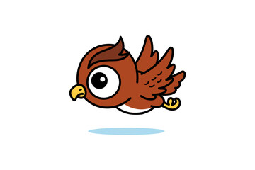 Cute Owl Flying Cartoon Illustration