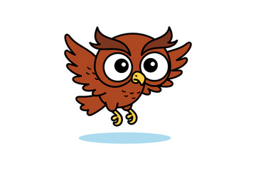 Cute Owl Landing Cartoon Illustration