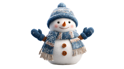Festive snowman with winter accessories cheerful holiday decoration cute frosty character wearing hat scarf and gloves isolated on white background