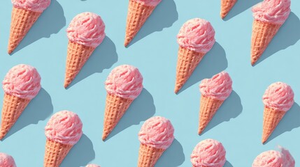 Ice cream cones in a pastel pattern