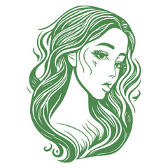 woman beauty mermaid illustration green