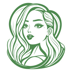 beauty girl illustration green