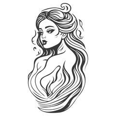 woman beauty mermaid illustration grey