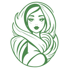 beauty girl illustration green