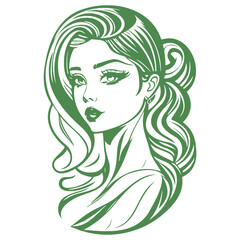 beauty girl illustration green