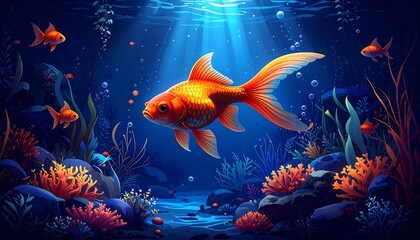 Underwater scene with goldfish
