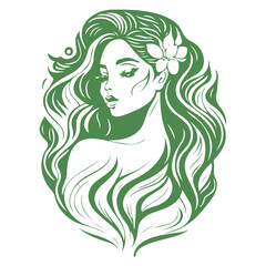woman beauty mermaid illustration green