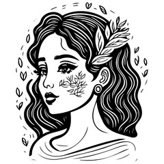 beautiful young woman history month day illustration sketch draw