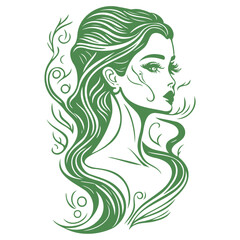 woman beauty mermaid illustration green
