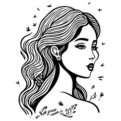 beautiful young woman history month day illustration sketch hand draw