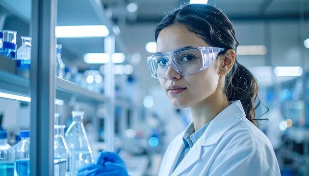 Woman scientist in lab coat (1)