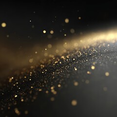 Minimalist black and gold textured background with shimmering flecks creating a luxurious and elegant atmosphere