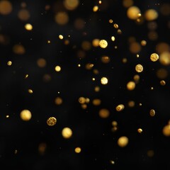 Minimalist black background sprinkled with golden confetti texture