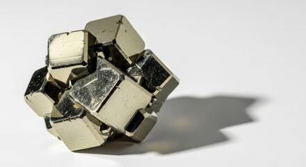 Pyrite Mineral Gold Iron Sulfide Cluster Cube Metallic