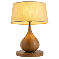 Elegant modern wooden table lamp with warm fabric shade, natural wood grain base, contemporary home décor lighting, minimalist design bedside lamp, stylish desk illumination, decorative nightstand lig