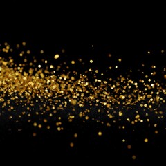 Minimalist black background sprinkled with shimmering golden confetti texture