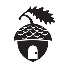 acorn fairy house vector silhouette sketch art logo idea illustration