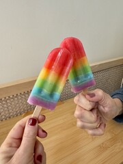 Rainbow Popsicles with Hands
