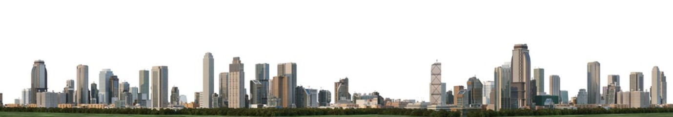 Obraz premium 3D render panoramic view of a city on a transparent background 