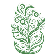 royal swirls flower illustration green