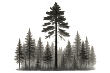 Majestic Pine Tree Dominating Forest Landscape with Transparent Background