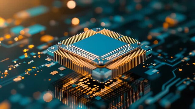 Close-up of Advanced Microprocessor on Circuit Board
