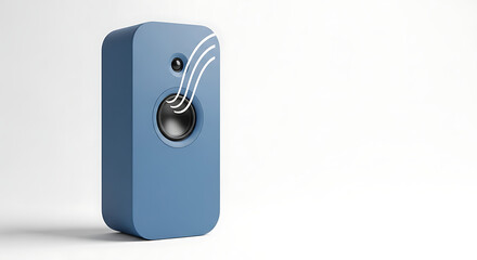 Modern blue smart air freshener and purifier device with aroma wave icon, isolated on a white background. 3D illustration of a futuristic IoT gadget for home automation and wellness