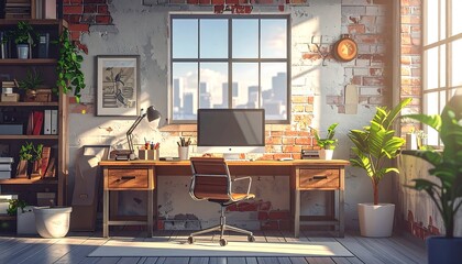 Urban loft workspace interior