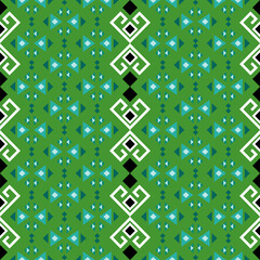 seamless pattern with geometric shapes, white heart line on green
