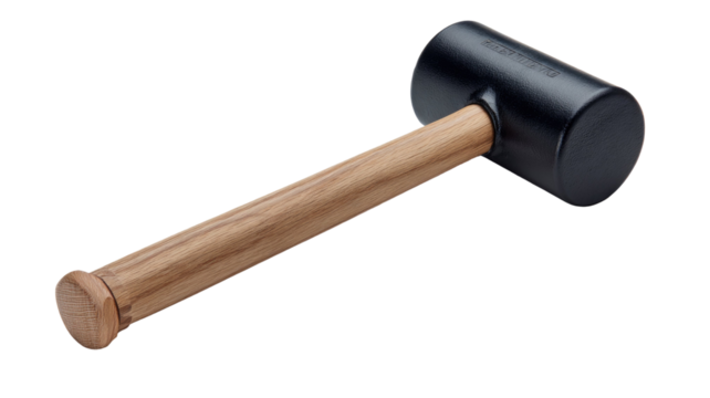 Black rubber mallet construction hand tool heavy hammer equipment carpentry work industrial object illustration isolated on white background