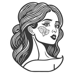 beautiful young woman history month day illustration grey