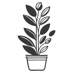 plant pot illustration grey