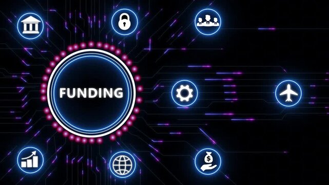 Funding Business concept.Circuit board with Technology background.