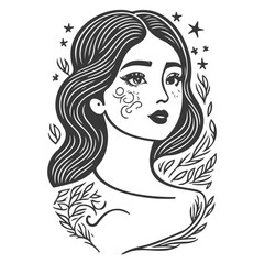 beautiful young woman history month day illustration grey