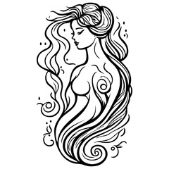 woman beauty mermaid illustration sketch