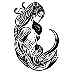 woman beauty mermaid illustration sketch