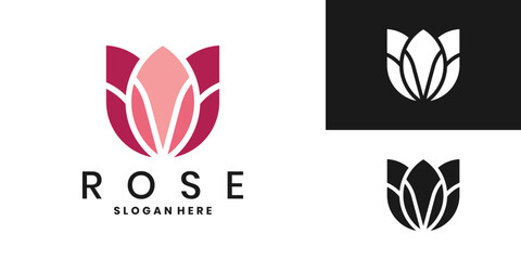 Rose flower logo design template
