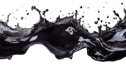 Set of black oil splashes isolated on white background isolated on a white transparent background