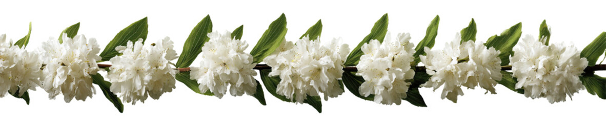 Minimal Botanical Illustration of  White Flower Bunch on Transparent Background