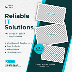  IT and Digital Service Social Media Banner Template (cyan)
