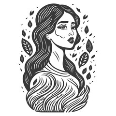 beautiful young woman history month day illustration grey