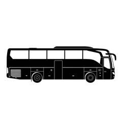 Black silhouette of a modern tour bus isolated on white background silhouette