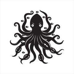octopus vector silhouette sketch art logo idea illustration