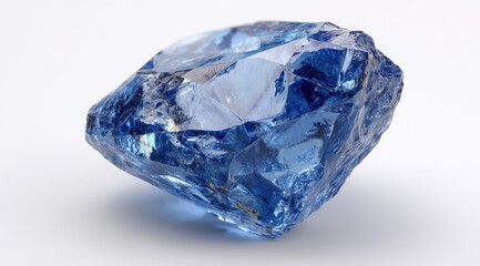 Raw, faceted blue gemstone