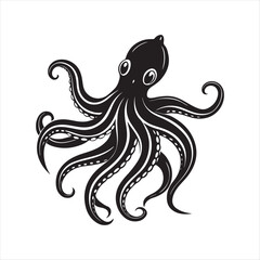 octopus vector silhouette sketch art logo idea illustration