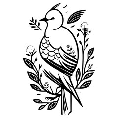bird flower illustration sketch hand draw