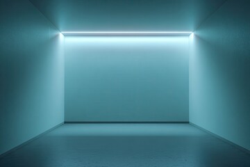 Empty teal room with glowing light accent